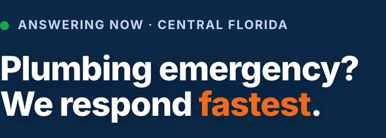The plumbing site on a phone: answering now, central Florida — Plumbing emergency? We respond fastest.